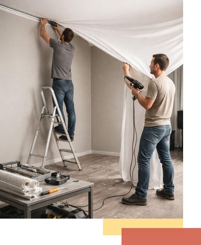 Монтаж натяжного потолка в студии в Солнечногорске