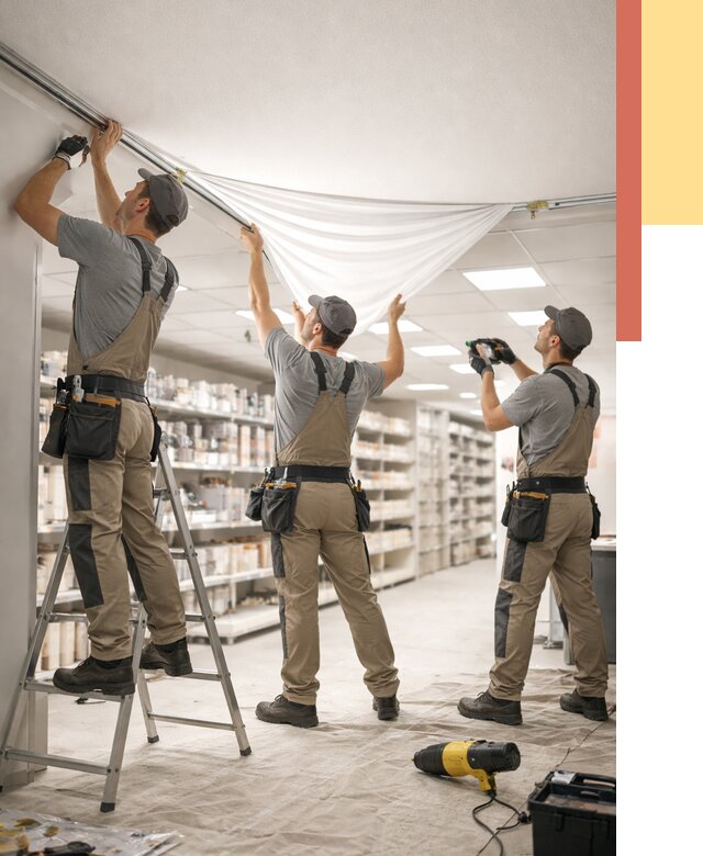 Монтаж натяжного потолка в магазине в Солнечногорске от 4684 руб. быстро и недорого | ОТДЕЛОЧНИК-Слн