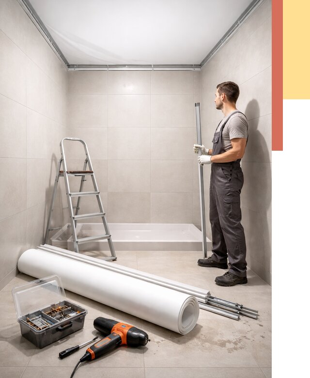 Монтаж натяжного потолка в санузле в Солнечногорске от 1925 руб. — ОТДЕЛОЧНИК-Слн