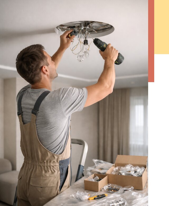 Установка люстры в натяжной потолок в Солнечногорске от 1249 руб. | Быстро и недорого — ОТДЕЛОЧНИК-Слн