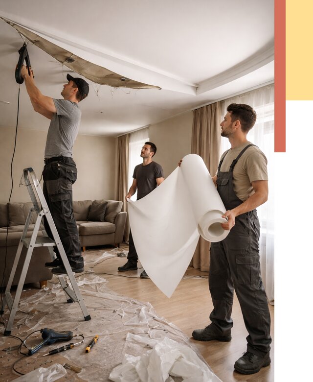 Замена полотна натяжного потолка в Солнечногорске от 9888 руб. быстро и недорого | ОТДЕЛОЧНИК-Слн