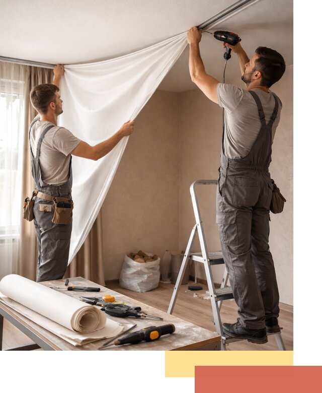 Замена полотна натяжного потолка в Солнечногорске быстро и качественно