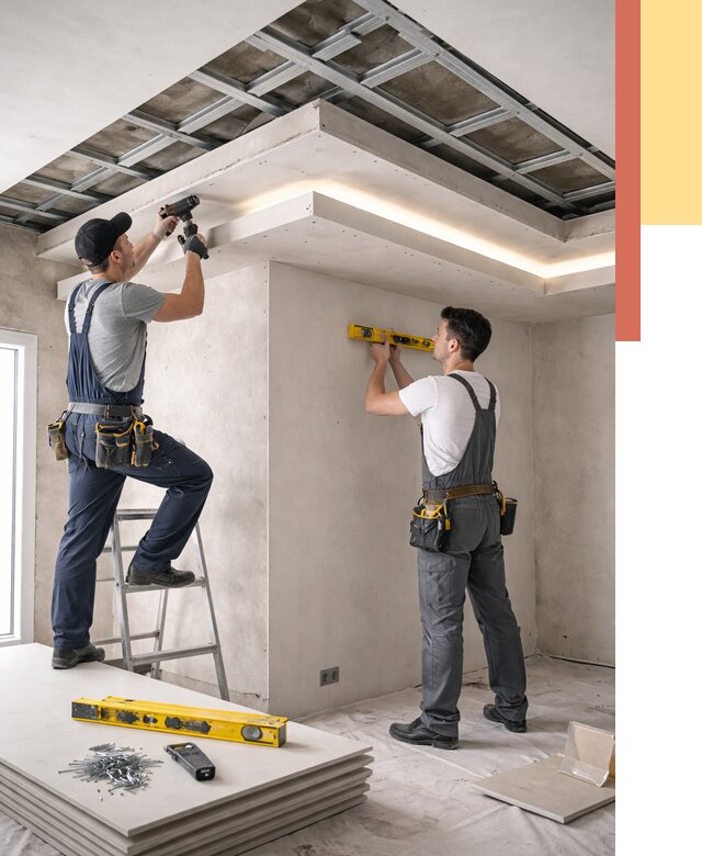 Двухуровневый потолок из гипсокартона в Солнечногорске от 1509 руб. под ключ | ОТДЕЛОЧНИК-Слн