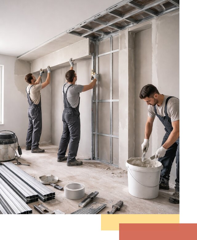 Монтаж потолка из гипсокартона с нишей в Солнечногорске