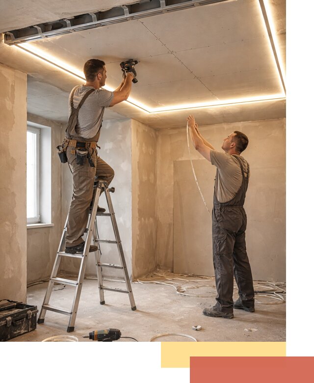 Потолок из гипсокартона с подсветкой в Солнечногорске