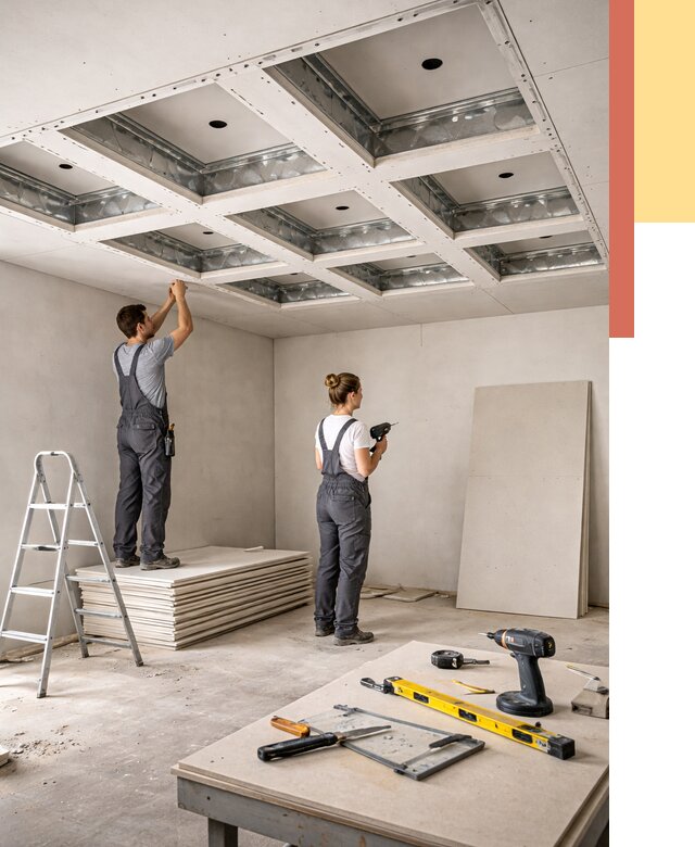 Кессонный потолок из гипсокартона в Солнечногорске от 1925 руб. — монтаж и под ключ | ОТДЕЛОЧНИК-Слн