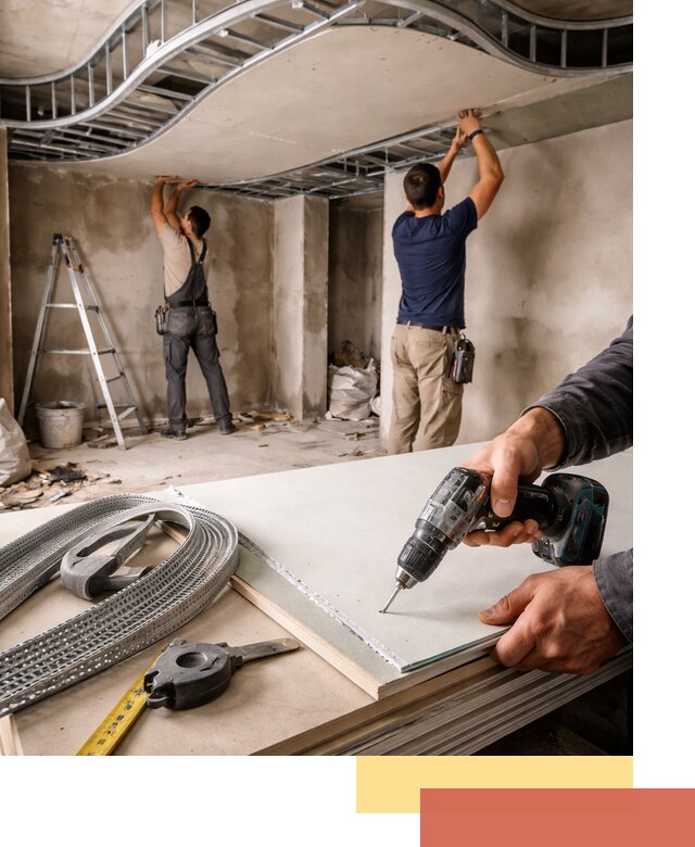 Криволинейный потолок из гипсокартона в Солнечногорске — монтаж и отделка