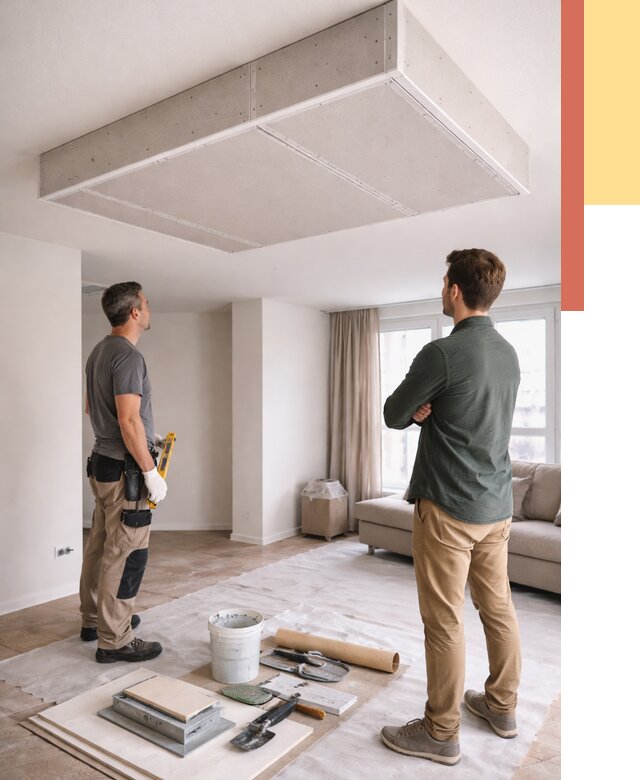 Короб на потолке из гипсокартона в Солнечногорске от 2290 руб. — монтаж и услуги под ключ | ОТДЕЛОЧНИК-Слн