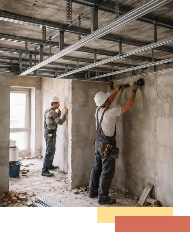 Монтаж каркаса потолка из профильного профиля в Солнечногорске