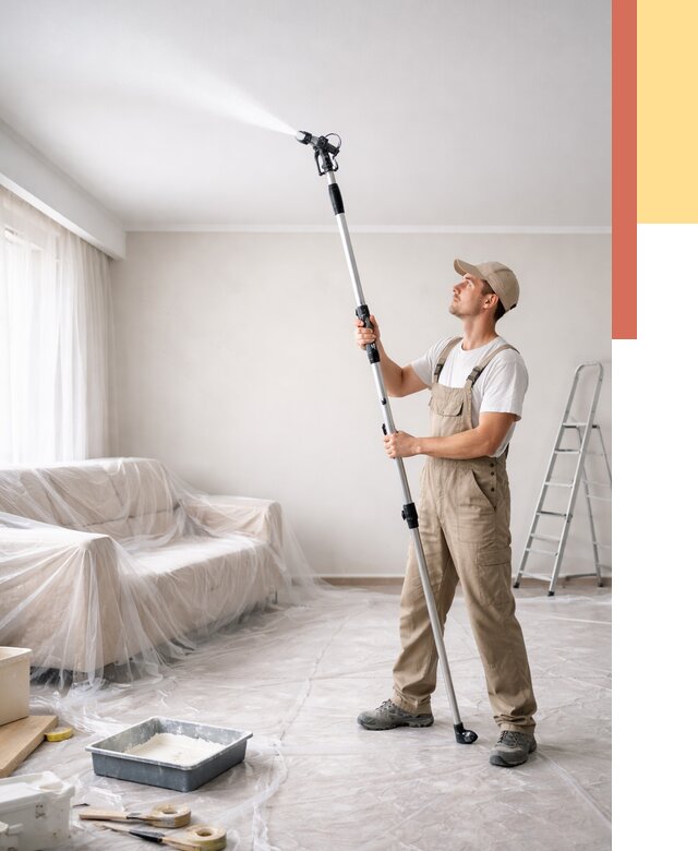 Покраска потолка краскопультом в Солнечногорске от 4684 руб. быстро и недорого | ОТДЕЛОЧНИК-Слн