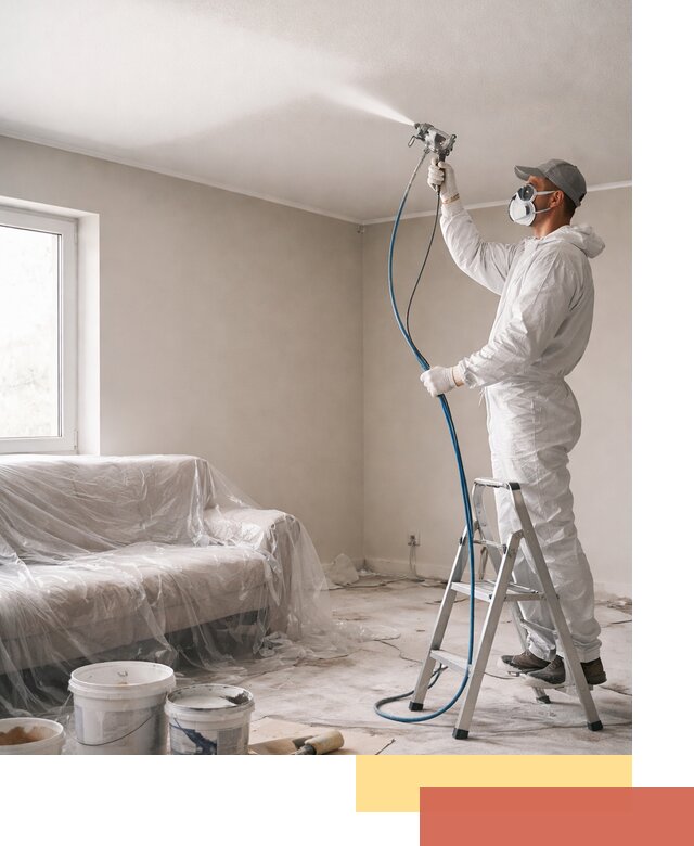 Покраска потолка краскопультом в Солнечногорске быстро и качественно