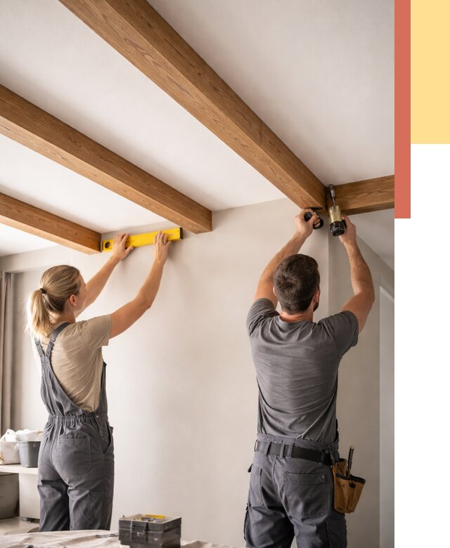 Монтаж декоративных балок на потолок в Солнечногорске от 4371 руб. — ОТДЕЛОЧНИК-Слн